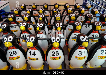 Penguin stability training aids for ice skating beginners at Dubai Ice Rink in Dubai Mall United Arab Emirates Stock Photo