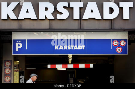 Duesseldorf, Germany. 17th Sep, 2013. View of the entrance to the parking deck of a Karstadt department store in Duesseldorf, Germany, 17 September 2013. Investor Berggruen give away his majority share in the Karstadt luxury and sports stores. Photo: MARTIN GERTEN/dpa/Alamy Live News Stock Photo