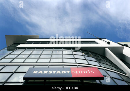 Duesseldorf, Germany. 17th Sep, 2013. View of the fassade of a Karstadt sports department store in Duesseldorf, Germany, 17 September 2013. Investor Berggruen give away his majority share in the Karstadt luxury and sports stores. Photo: MARTIN GERTEN/dpa/Alamy Live News Stock Photo