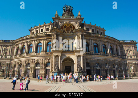 Semperoper opera house at Theaterplatz square Altstadt the old town Dresden city Saxony state eastern Germany central Europe Stock Photo