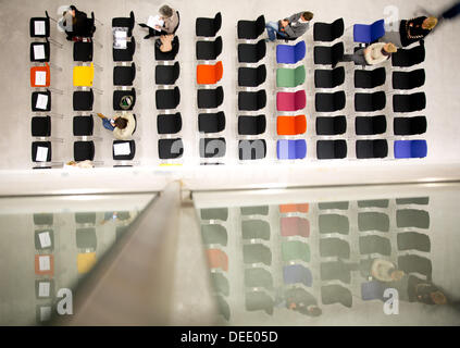 Berlin, Germany. 17th Sep, 2013. Journalists take their seats before a press conference at the Berlinische Galerie during Berlin Art Week in Berlin, Germany, 17 September 2013. Berlin Art Week will take place from 17 till 22 September 2013. Photo: KAY NIETFELD/dpa/Alamy Live News Stock Photo