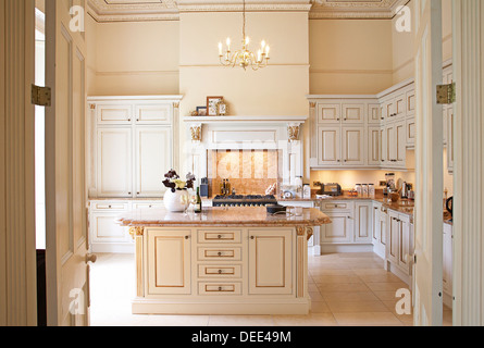 A luxurious bespoke kitchen in a manor house, England,UK. Stock Photo