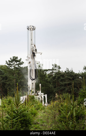 Cuadrilla's experimental drilling rig for shale gas fracking during a Summer of anti-fracking protests, Balcombe, England, UK Stock Photo