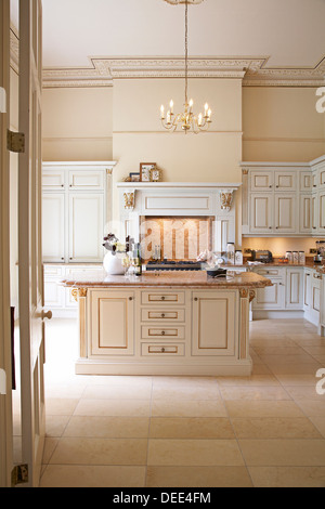 A luxurious bespoke kitchen in a manor house, England,UK. Stock Photo