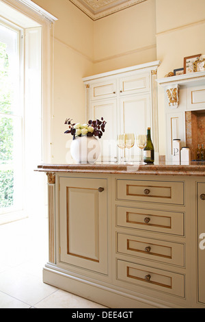 A luxurious bespoke kitchen in a manor house, England,UK. Stock Photo