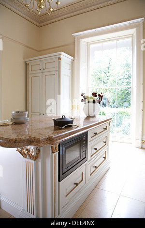 A luxurious bespoke kitchen in a manor house, England,UK. Stock Photo