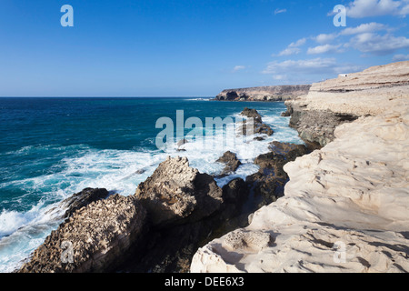 Limestone terraces at the cliffs to the Mirador, Ajuy, Fuerteventura, Canary Islands, Spain, Atlantic, Europe