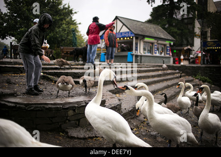 Weather picture . Rain at Windemere in the Lake District Stock Photo