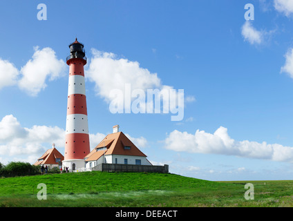 Westerheversand Lighthouse, Westerhever, Eiderstedt Peninsula, Schleswig Holstein, Germany, Europe Stock Photo
