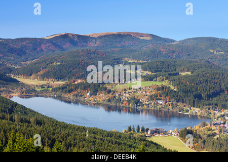 View from the Hochfirst mountain to Titisee Lake and Feldberg Mountain, Black Forest, Baden Wurttemberg, Germany, Europe Stock Photo