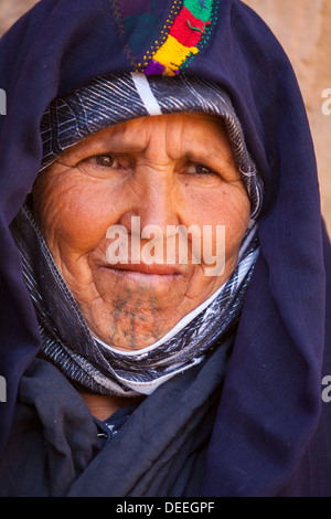Portrait of a local woman, Tamtattouchte, Ouarzazate Province, Morocco, North Africa, Africa Stock Photo