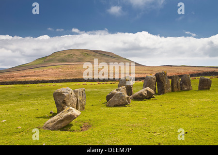 The Neolithic Swinside stone circle (Sunkenkirk stone circle), Lake District National Park, Cumbria, England, United Kingdom Stock Photo