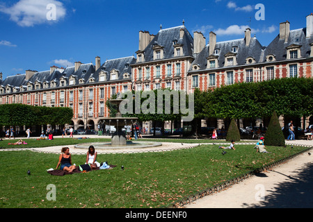 Place des Vosges in The Marais in Summer Paris France Stock Photo