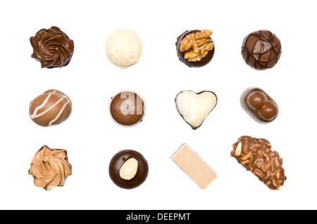 delicious chocolate pralines isolated on a white background Stock Photo