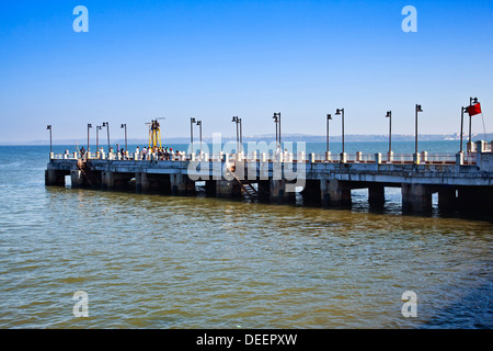 Pier in the sea, Dona Paula Beach, Panaji, Goa, India Stock Photo