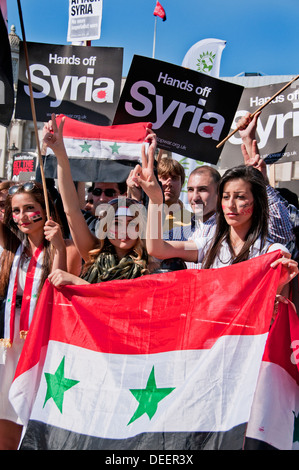 Syrian Protest  'Don't Attack Syria' demonstration Trafalgar Square London 31/8/13 Stock Photo