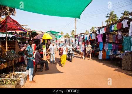 People in a market, Anjuna Beach Flea Market, Anjuna Beach, Anjuna, Bardez, North Goa, Goa, India Stock Photo