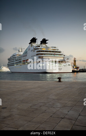 The mv Seabourn Odyssey in Trapani in the Province of Trapani, Sicily. Stock Photo