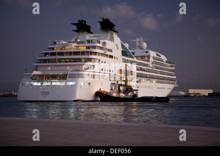 The mv Seabourn Odyssey in Trapani in the Province of Trapani, Sicily. Stock Photo