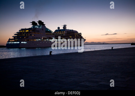 The mv Seabourn Odyssey in Trapani in the Province of Trapani, Sicily. Stock Photo