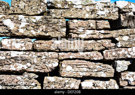 Detail from an old stone wall fence Stock Photo