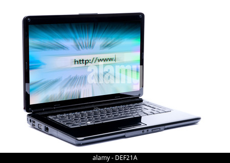 laptop with fast internet concept isolated on a white background Stock Photo