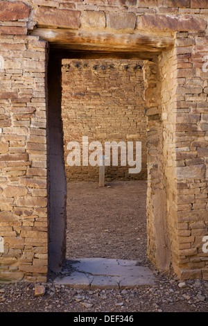 Interior doorway in Pueblo Bonito in Chaco Culture National Historical Park, New Mexico. Stock Photo