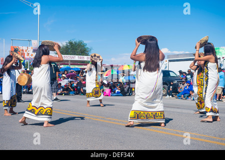 Native Americans with traditional costume participates at the 92 annual Inter-tribal ceremonial parade Stock Photo