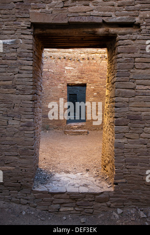 Interior doorway in Pueblo Bonito in Chaco Culture National Historical Park, New Mexico. Stock Photo