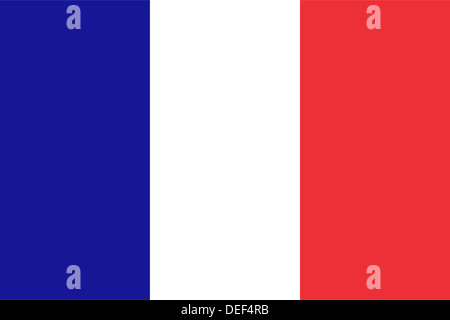 Official French flag of France - Proportions: 3:2 - Colours: Reflex Blue, Safe white, Red 032 Stock Photo