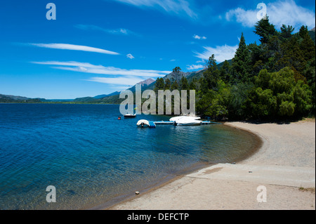 Beach on a mountain lake in Los Alerces National Park, Chubut, Patagonia, Argentina, South America Stock Photo