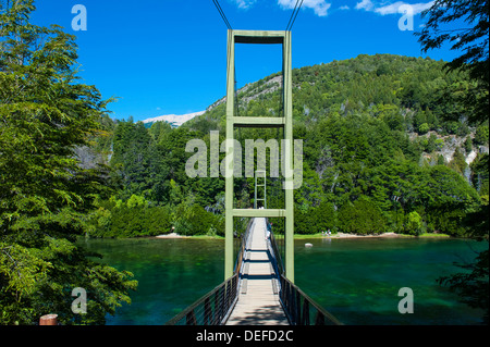 Hanging bridge in the Los Alerces National Park, Chubut, Patagonia, Argentina, South America Stock Photo