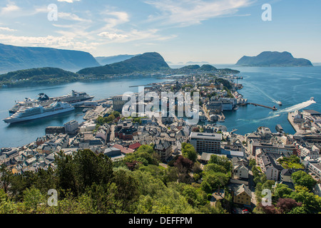 View from Aksla Town Mountain over the town, Alesund, Møre og Romsdal, Western Norway, Norway Stock Photo
