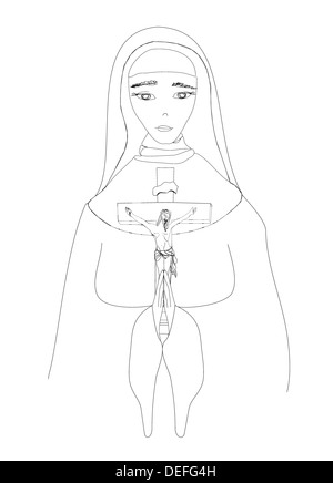 Vector illustration of nun Stock Photo