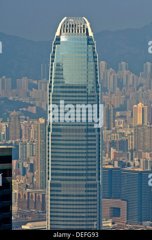 Two International Finance Centre, 2IFC, skyscraper, Kowloon district at back, Central District, Hong Kong, Hong Kong Island Stock Photo