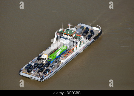 Elbe River ferry Wischhafen, aerial view, Glückstadt, Schleswig-Holstein, Germany Stock Photo