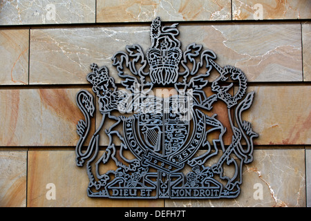 Coat of arms of the United Kingdom and the dominions of the British crown on the wall of the British Embassy in Berlin, Mitte Stock Photo