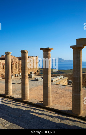 Acropolis, Lindos, Rhodes, Dodecanese, Greek Islands, Greece, Europe Stock Photo