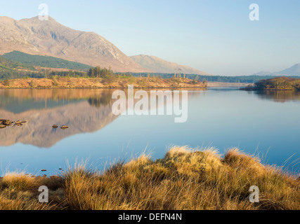 Lough Inagh at dawn, Connemara, County Galway, Connacht, Republic of Ireland, Europe Stock Photo