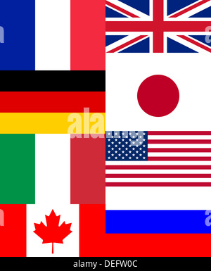 National flags of the G8 countries Stock Photo