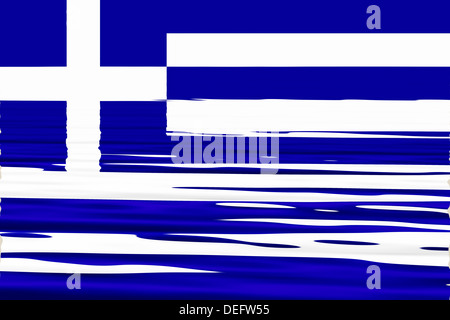 The sinking Flag of Greece, Europe Stock Photo