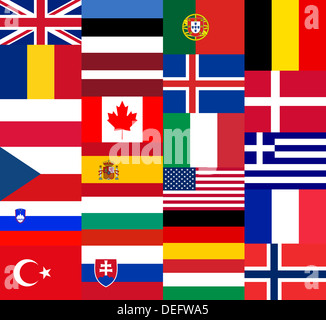 National flags of the NATO countries Stock Photo