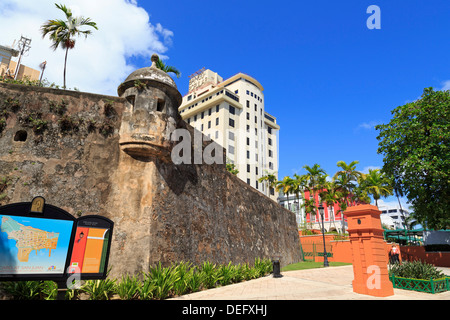 Paseo de La Princesa in Old San Juan, Puerto Rico, West Indies, Caribbean, Central America Stock Photo