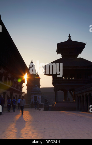 Durbar Square at dawn, Bhaktapur, UNESCO World Heritage Site, Kathmandu Valley, Nepal, Asia Stock Photo