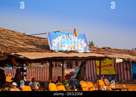 Restaurant on the beach, Bobby's Shack, Beach Road, Candolim, Bardez, North Goa, Goa, India Stock Photo