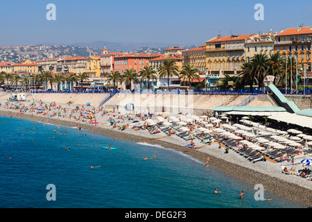 Baie des Anges and Promenade Anglais, Nice, Alpes Maritimes, Provence, Cote d'Azur, French Riviera, France, Mediterranean Stock Photo