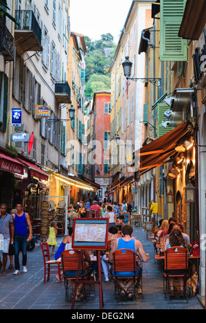 Restaurants in the Old Town, Nice, Alpes Maritimes, Provence, Cote d'Azur, France, French Riviera, Europe Stock Photo