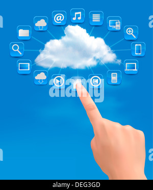 Hand with cloud computing diagram Vector Stock Photo - Alamy