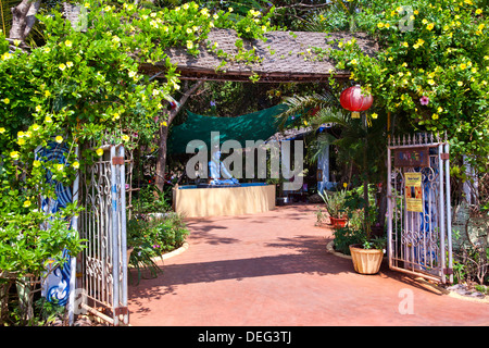 Entrance of a restaurant, Sri Restaurant and Bar, Little Vagator Hills, Vagator, Bardez, North Goa, Goa, India Stock Photo