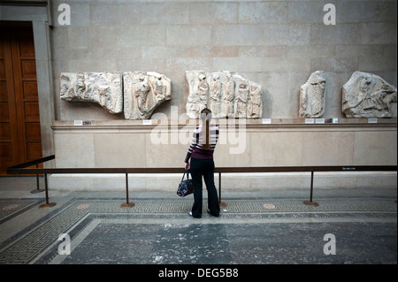 The British Museum, London, England. 9-2013 The Elgin Marbles also known as the Parthenon Marbles Stock Photo